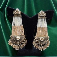 6.5 Inch Long Premium Bridal Long Dangle Earrings with Beads & Pearl Drops