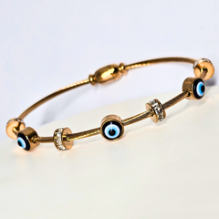 Evil Eye Gold Plated Stainless Steel Anti Tarnish Bracelet with Stone