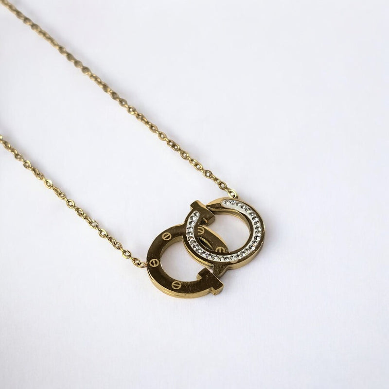 Stylish Anti Tarnish Gold Plated Pendant with Chain for Women and Girls Stainless Steel Waterproof Pendant