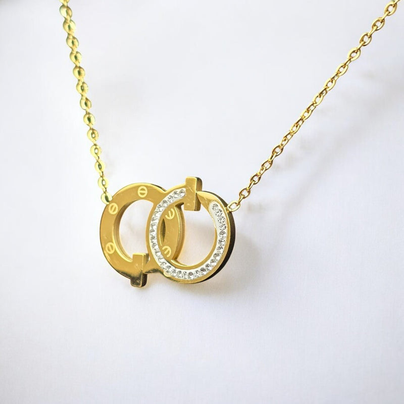 Stylish Anti Tarnish Gold Plated Pendant with Chain for Women and Girls Stainless Steel Waterproof Pendant